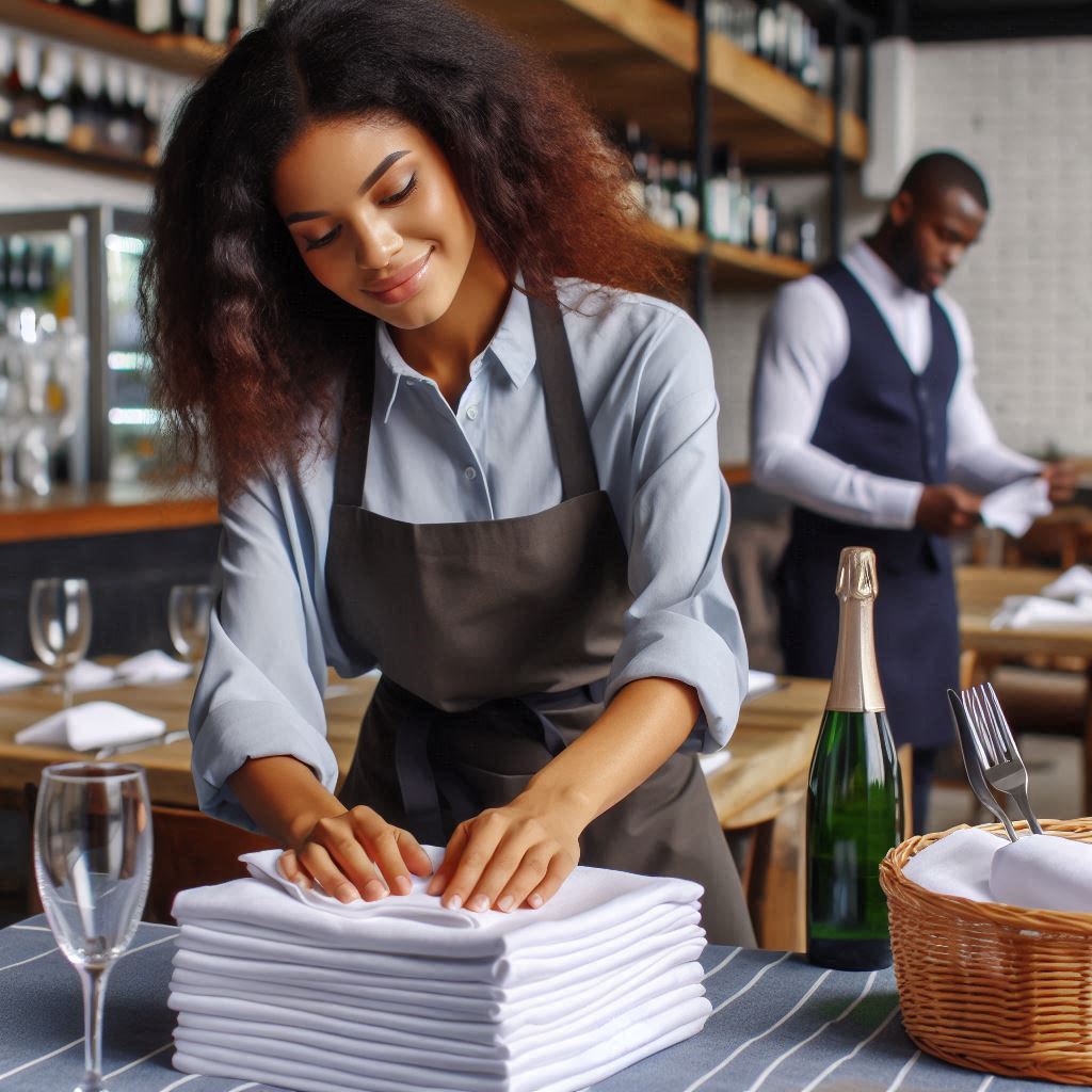 Restaurant Server Folding Napkins